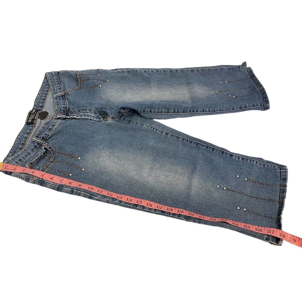 Street Code New York Embellished Jeans Stretch Women Size 13/14 Studded - Picture 9 of 15